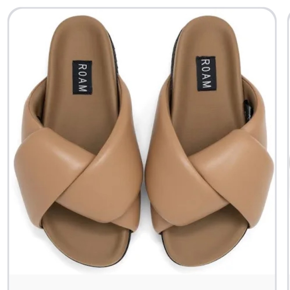 ROAM Foldy Puffy Women' Tan Slide Sandals. No longer available in stores. Sold - Picture 1 of 5